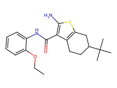 2-amino-6-tert-butyl-N-(2-ethoxyphenyl)-4,5,6,7-tetrahydro-1-benzothiophene-3-carboxamide structure
