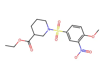 Ethyl 1-(4-methoxy-3-nitrophenyl)sulfonylpiperidine-3-carboxylate structure