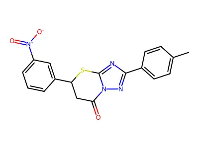 2-(4-methylphenyl)-5-(3-nitrophenyl)-5,6-dihydro-[1,2,4]triazolo[5,1-b][1,3]thiazin-7-one structure