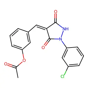 3-{[1-(3-Chlorophenyl)-3,5-dioxo-4-pyrazolidinylidene]methyl}phenyl acetate structure