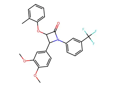 4-(3,4-dimethoxyphenyl)-3-(2-methylphenoxy)-1-[3-(trifluoromethyl)phenyl]azetidin-2-one structure