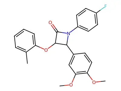 4-(3,4-Dimethoxyphenyl)-1-(4-fluorophenyl)-3-(2-methylphenoxy)azetidin-2-one structure