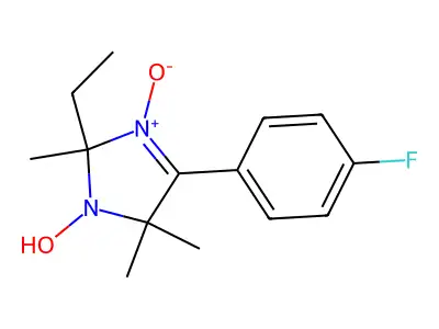 2-Ethyl-5-(4-fluorophenyl)-3-hydroxy-2,4,4-trimethyl-1-oxidoimidazol-1-ium structure