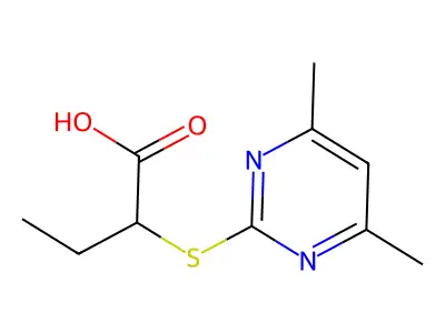 2-(4,6-Dimethyl-pyrimidin-2-ylsulfanyl)-butyric acid structure