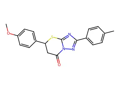 5-(4-methoxyphenyl)-2-(4-methylphenyl)-5,6-dihydro-7H-[1,2,4]triazolo[5,1-b][1,3]thiazin-7-one structure