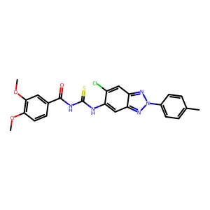 N-[[6-chloro-2-(4-methylphenyl)benzotriazol-5-yl]carbamothioyl]-3,4-dimethoxybenzamide structure