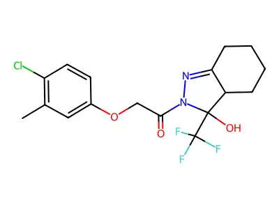 2-(4-chloro-3-methylphenoxy)-1-[3-hydroxy-3-(trifluoromethyl)-3,3a,4,5,6,7-hexahydro-2H-indazol-2-yl]ethanone structure