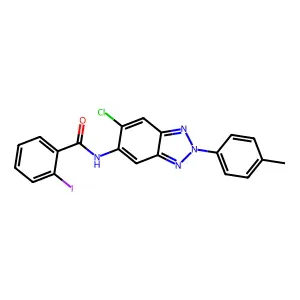 N-[6-chloro-2-(4-methylphenyl)benzotriazol-5-yl]-2-iodobenzamide structure