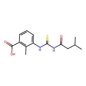 2-Methyl-3-{[(3-methylbutanoyl)carbamothioyl]amino}benzoic acid structure