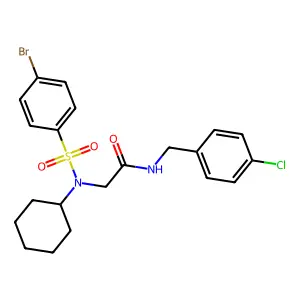 2-[(4-bromophenyl)sulfonyl-cyclohexylamino]-N-[(4-chlorophenyl)methyl]acetamide structure