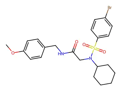 2-[(4-bromophenyl)sulfonyl-cyclohexylamino]-N-[(4-methoxyphenyl)methyl]acetamide structure