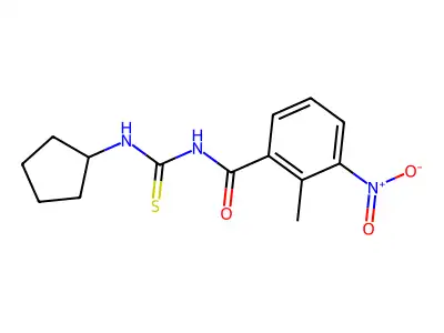 N-(cyclopentylcarbamothioyl)-2-methyl-3-nitrobenzamide structure