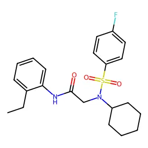 2-[cyclohexyl-(4-fluorophenyl)sulfonylamino]-N-(2-ethylphenyl)acetamide structure