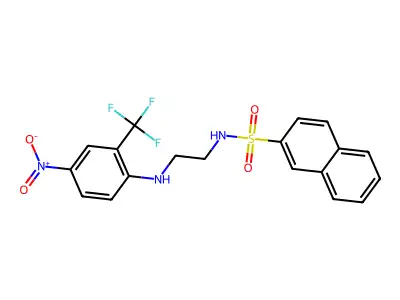 N-[2-[4-nitro-2-(trifluoromethyl)anilino]ethyl]naphthalene-2-sulfonamide structure