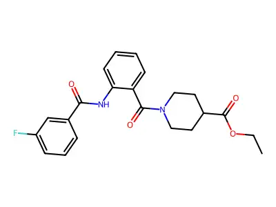 Ethyl 1-{2-[(3-fluorobenzoyl)amino]benzoyl}-4-piperidinecarboxylate structure