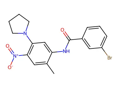 3-bromo-N-(2-methyl-4-nitro-5-pyrrolidin-1-ylphenyl)benzamide structure