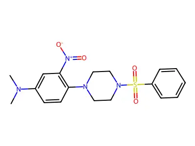 4-[4-(benzenesulfonyl)piperazin-1-yl]-N,N-dimethyl-3-nitroaniline structure