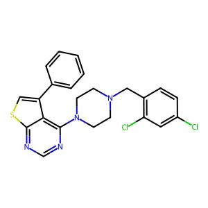 4-[4-(2,4-Dichlorobenzyl)piperazin-1-yl]-5-phenylthieno[2,3-d]pyrimidine structure