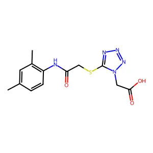 2-[5-[2-(2,4-Dimethylanilino)-2-oxoethyl]sulfanyltetrazol-1-yl]acetic acid structure
