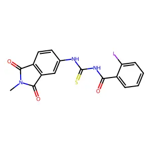 2-iodo-N-[(2-methyl-1,3-dioxoisoindol-5-yl)carbamothioyl]benzamide structure