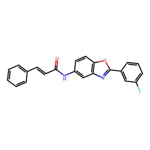 (E)-N-[2-(3-fluorophenyl)-1,3-benzoxazol-5-yl]-3-phenylprop-2-enamide structure