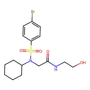 2-[(4-bromophenyl)sulfonyl-cyclohexylamino]-N-(2-hydroxyethyl)acetamide structure
