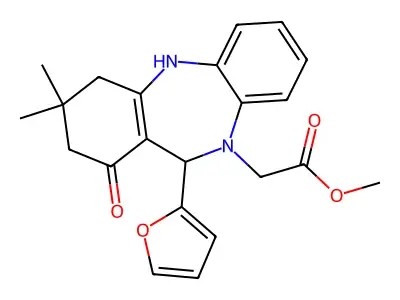 (11-Furan-2-yl-3,3-dimethyl-1-oxo-1,2,3,4,5,11-hexahydro-dibenzo[b,e][1,4]diazep structure