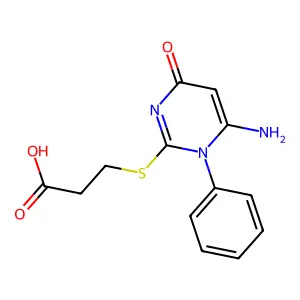 3-(6-Amino-4-oxo-1-phenylpyrimidin-2-yl)sulfanylpropanoic acid structure