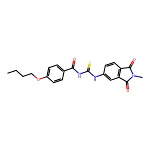 4-butoxy-N-[(2-methyl-1,3-dioxoisoindol-5-yl)carbamothioyl]benzamide structure