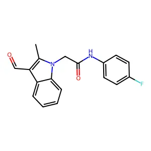 N-(4-fluorophenyl)-2-(3-formyl-2-methyl-1H-indol-1-yl)acetamide structure
