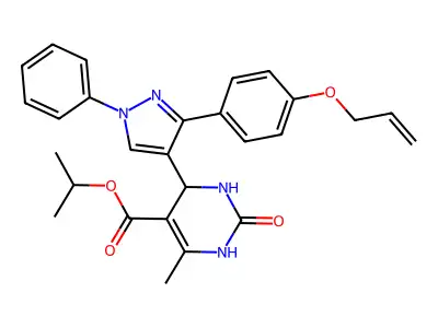 propan-2-yl 6-methyl-2-oxo-4-{1-phenyl-3-[4-(prop-2-en-1-yloxy)phenyl]-1H-pyrazol-4-yl}-1,2,3,4-tetrahydropyrimidine-5-carboxylate structure