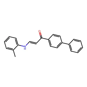 (E)-3-(2-methylanilino)-1-(4-phenylphenyl)prop-2-en-1-one structure
