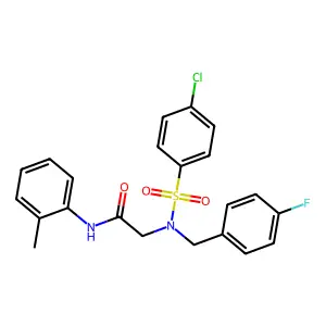 2-[(4-chlorophenyl)sulfonyl-[(4-fluorophenyl)methyl]amino]-N-(2-methylphenyl)acetamide structure