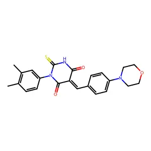 (5E)-1-(3,4-dimethylphenyl)-5-[(4-morpholin-4-ylphenyl)methylidene]-2-sulfanylidene-1,3-diazinane-4,6-dione structure