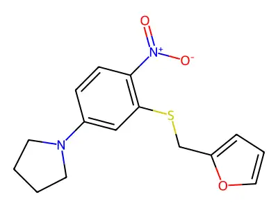 1-{3-[(Furan-2-ylmethyl)sulfanyl]-4-nitrophenyl}pyrrolidine structure