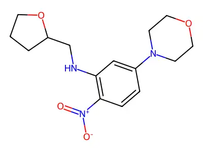 5-morpholin-4-yl-2-nitro-N-(oxolan-2-ylmethyl)aniline structure