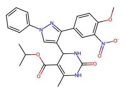 propan-2-yl 4-[3-(4-methoxy-3-nitrophenyl)-1-phenyl-1H-pyrazol-4-yl]-6-methyl-2-oxo-1,2,3,4-tetrahydropyrimidine-5-carboxylate structure