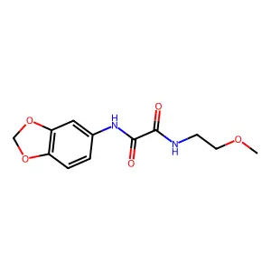 N1-(benzo[d][1,3]dioxol-5-yl)-N2-(2-methoxyethyl)oxalamide structure