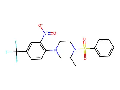 1-(Benzenesulfonyl)-2-methyl-4-[2-nitro-4-(trifluoromethyl)phenyl]piperazine structure