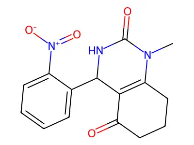 1-methyl-4-(2-nitrophenyl)-4,6,7,8-tetrahydro-3H-quinazoline-2,5-dione structure