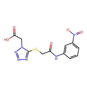 2-[5-[2-(3-Nitroanilino)-2-oxoethyl]sulfanyltetrazol-1-yl]acetic acid structure