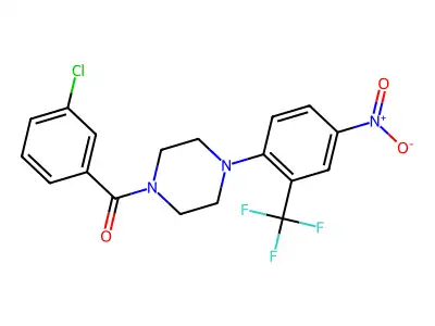 (3-Chlorophenyl)-[4-[4-nitro-2-(trifluoromethyl)phenyl]piperazin-1-yl]methanone structure