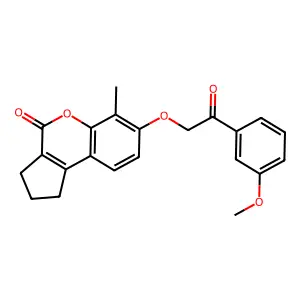 7-[2-(3-methoxyphenyl)-2-oxoethoxy]-6-methyl-2,3-dihydrocyclopenta[c]chromen-4(1H)-one structure