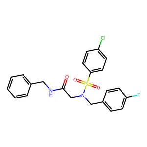 N-benzyl-2-[(4-chlorophenyl)sulfonyl-[(4-fluorophenyl)methyl]amino]acetamide structure