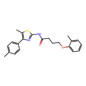 N-[5-methyl-4-(4-methylphenyl)-1,3-thiazol-2-yl]-4-(2-methylphenoxy)butanamide structure