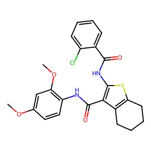 2-[(2-chlorobenzoyl)amino]-N-(2,4-dimethoxyphenyl)-4,5,6,7-tetrahydro-1-benzothiophene-3-carboxamide structure