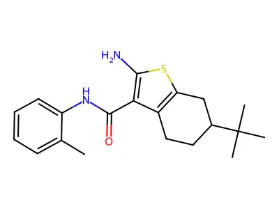2-amino-6-tert-butyl-N-(2-methylphenyl)-4,5,6,7-tetrahydro-1-benzothiophene-3-carboxamide structure