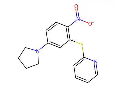 2-{[2-Nitro-5-(pyrrolidin-1-yl)phenyl]sulfanyl}pyridine structure
