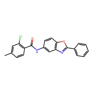 2-chloro-4-methyl-N-(2-phenyl-1,3-benzoxazol-5-yl)benzamide structure