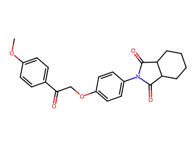 2-[4-[2-(4-methoxyphenyl)-2-oxoethoxy]phenyl]-3a,4,5,6,7,7a-hexahydroisoindole-1,3-dione structure